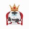 The Soccer Ball mascot character becomes a king. vector illustration