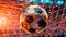 The soccer ball rockets into the opponent\\\'s goal, decisive point. Generative AI