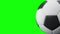 Soccer ball rotated 360 loop on green screen. Infinitely looped animation