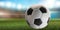 Soccer ball soccer stadium background 3d-illustration