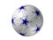 Soccer ball with stars, isolated blue