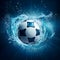 Soccer Ball on Water - Dark Blue and Dark Aquamarine Fluidity