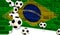 Soccer balls, Brazil flag
