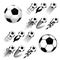 Soccer balls with different fly animations