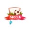 Soccer banner with football ball and goal. Vector illustration