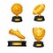 Soccer baseball and american football symbol sport award golden thropy icon set vector