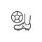 Soccer boot and ball line icon