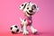 Soccer Dreams Unleashed: A 3D Generated Story of a Dog\\\'s Aspirations Against Pink Gradient Background