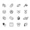 Soccer element black icon set on white background
