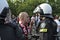 Soccer fan and riot police