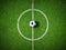 Soccer field center and ball top view background