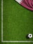 Soccer field corner, ball and Qatar flag 3d illustration