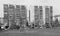 Soccer field in front of an industrialized apartment block, Jelenia Gora, Poland