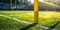 Soccer Field With Yellow Goal Post