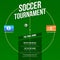 Soccer, football ad. Template for game tournament. Green soccer field, top view with flags of participating teams