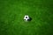 Soccer, football, ball, on penalty spot, classic black and white on clean green field, space for text, good for banner