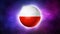 Soccer football ball with Poland flag. Space background. Illustration