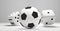 soccer football ball and rolling dices white 3d rendering isolated