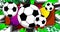 Soccer, Football balls. Motion poster. 4k animated Comic book objects