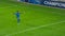 Soccer Football Championship Match: Blue Team: Attacker Running Happy after Scoring Winning Goal in