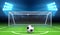 Soccer football championship vector background with sports ball and goals. Penalty kick concept