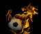 Soccer football on fire