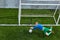 Soccer football goalkeeper making diving save