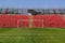 Soccer football goals in an empty stadium