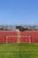 Soccer football goals in an empty stadium