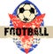 Soccer / Football logo, grungy retro style,