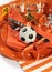 Soccer football party table in orange and white team colors - cl