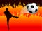 Soccer/Football Player on Hell Fire Background