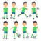 Soccer, football players playing ball set of vector flat characters