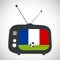 Soccer football retro television with france flag