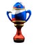 Soccer football russia trophy. 3d rendering Football Cup.