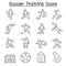 Soccer, Football Training icons set in thin line style