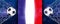 Soccer or Football wide Banner With 3d Ball on blue background and flag of france. Football game match goal moment with