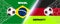 Soccer or Football wide Banner With 3d Ball on flag of Germany vs Brasil background. Football game match goal moment