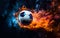 A soccer footballe ball, ablaze