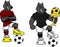 Soccer futbol strong dog cartoon set