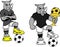 Soccer futbol strong rhino cartoon set