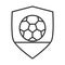 Soccer game, ball shield insignia club, league recreational sports tournament line style icon