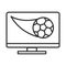 Soccer game, computer ball app league recreational sports tournament line style icon