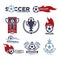 Soccer game isolated icons football sport championship