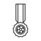 Soccer game, medal ribbon prize, league recreational sports tournament line style icon