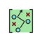 Soccer game strategy scheme, drawing flat color icon.