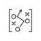 Soccer game strategy scheme, drawing line icon.