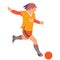 Soccer girl chasing the ball.