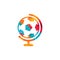 Soccer globe vector logo design template.