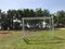 soccer goal on a deserted field. Protaras. Ayia Napa. Cyprus.